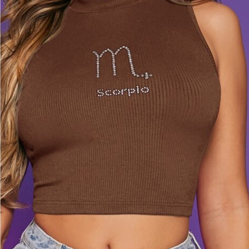 SHEIN Brown Scorpio Embellished Tank Top